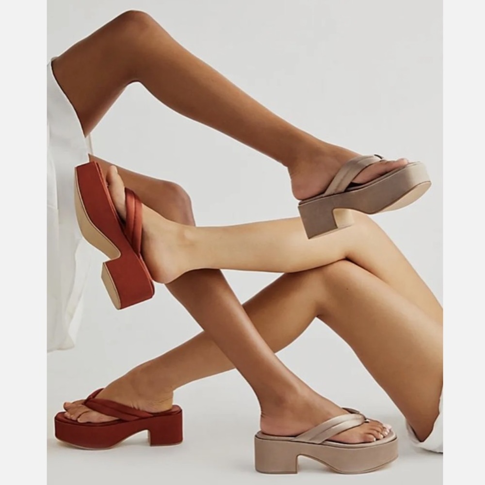 Jeffery Campbell Finley Satin Platform Sandal in Rust